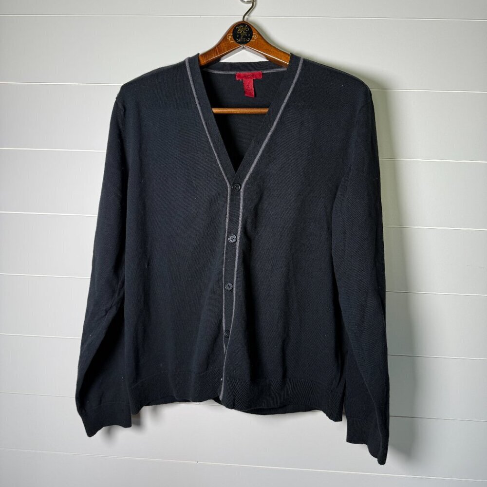 Alfani Cotton Blend Button Cardigan- Black & Gray Sz. Large